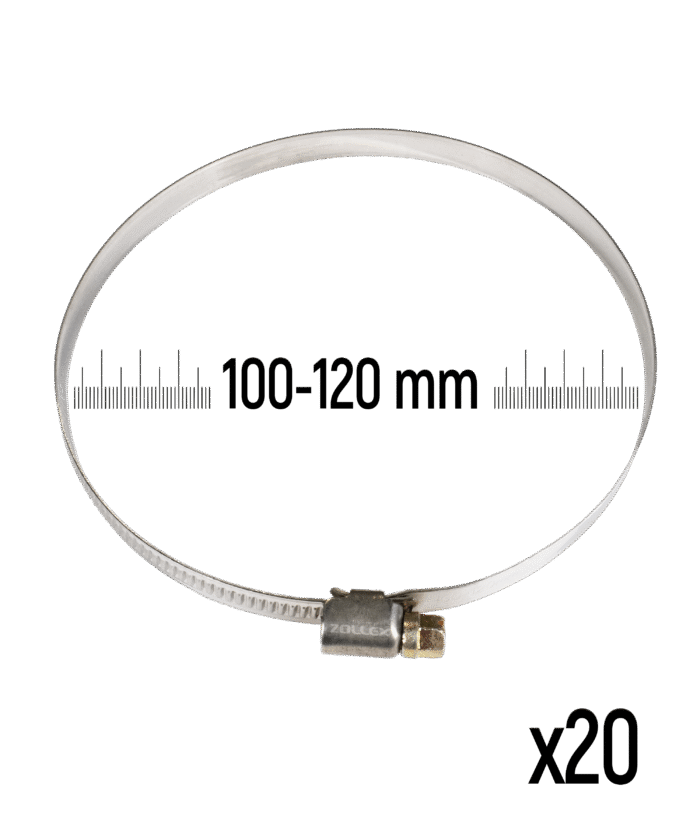 Stainless Steel Hose Clamp - 100–120 mm (20 pcs)