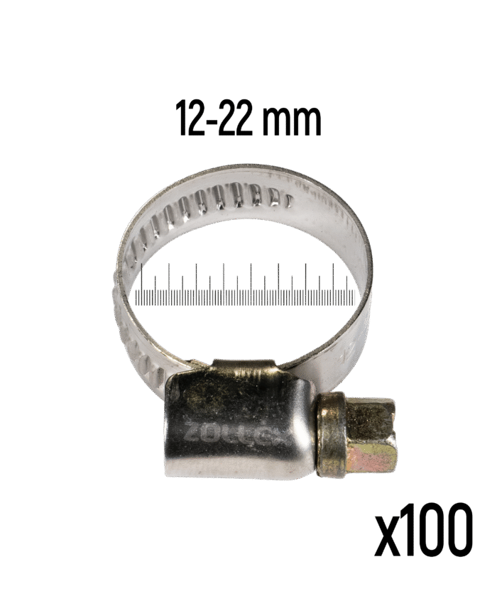 Stainless Steel Hose Clamp - 12–22 mm (100 pcs)