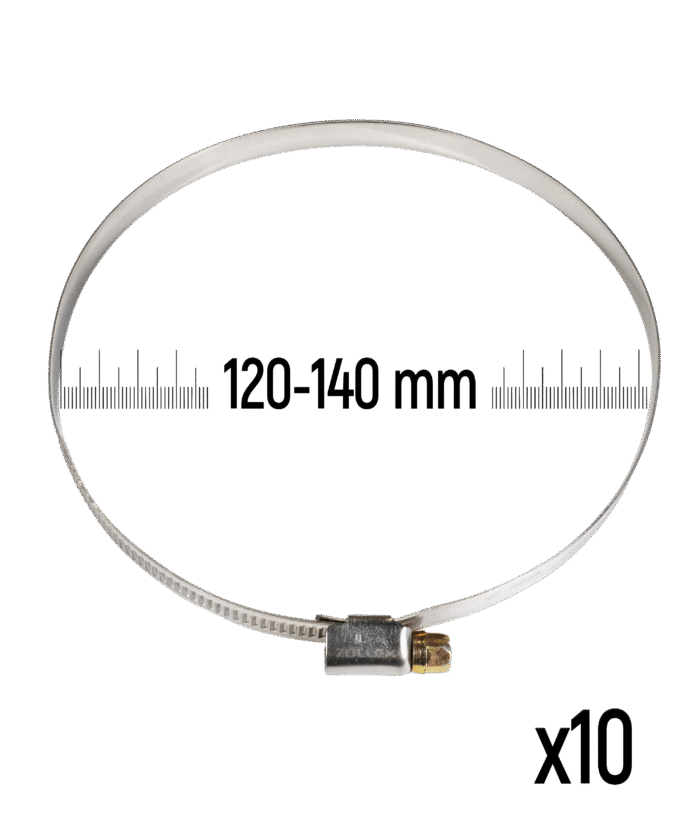 Stainless Steel Hose Clamp - 120–140 mm (10 pcs)