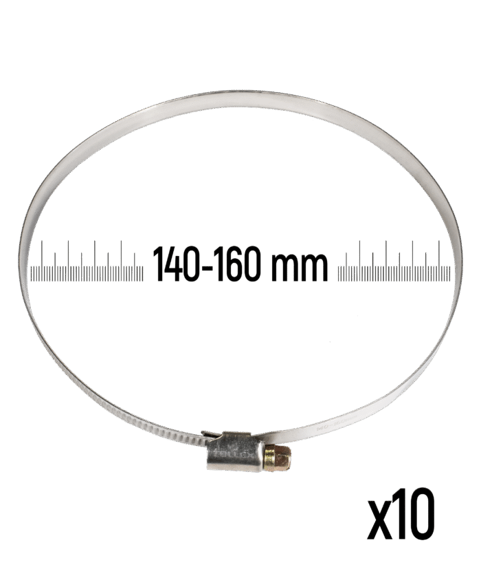 Stainless Steel Hose Clamp - 140–160 mm (10 pcs)