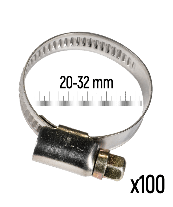 Stainless Steel Hose Clamp - 20–32 mm (100 pcs)