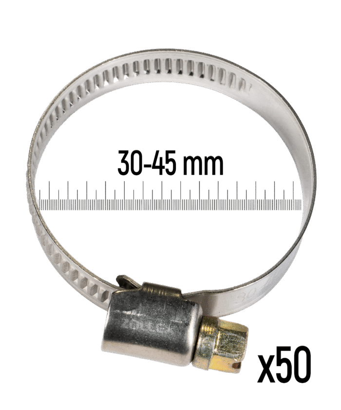 Stainless Steel Hose Clamp - 30–45 mm (50 pcs)
