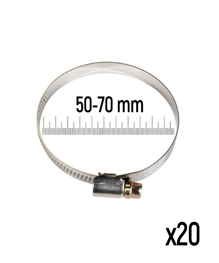 Stainless Steel Hose Clamp - 50–70 mm (20 pcs)