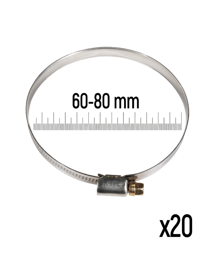 Stainless Steel Hose Clamp - 60–80 mm (20 pcs)