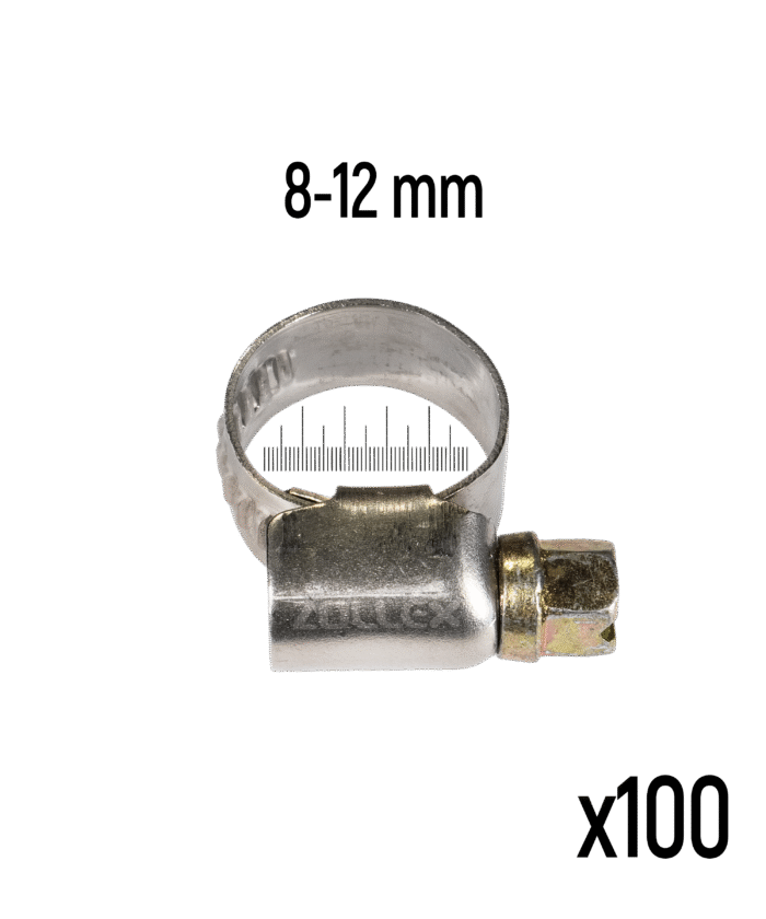 Stainless Steel Hose Clamp - 8–12 mm (100 pcs)