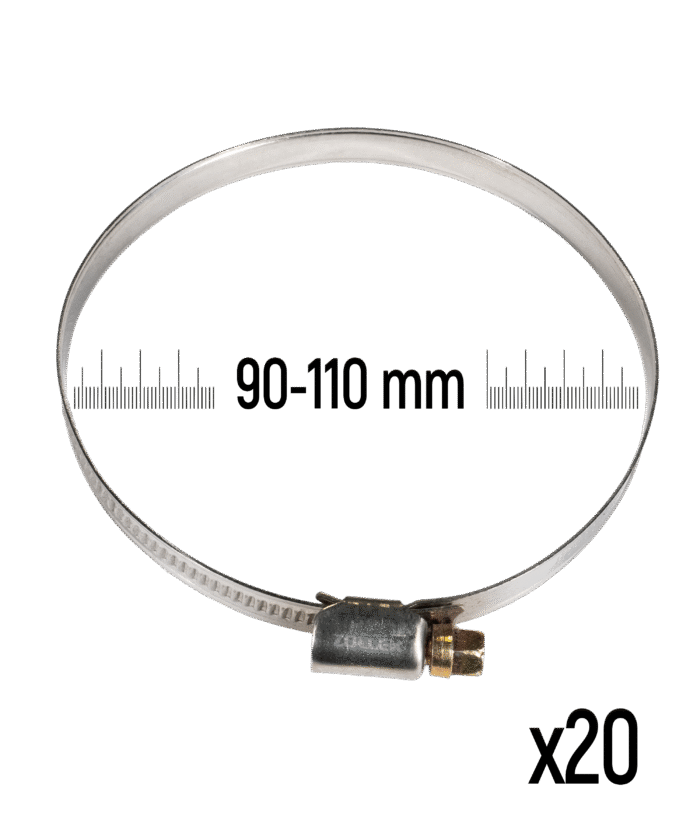 Stainless Steel Hose Clamp - 90–110 mm (20 pcs)