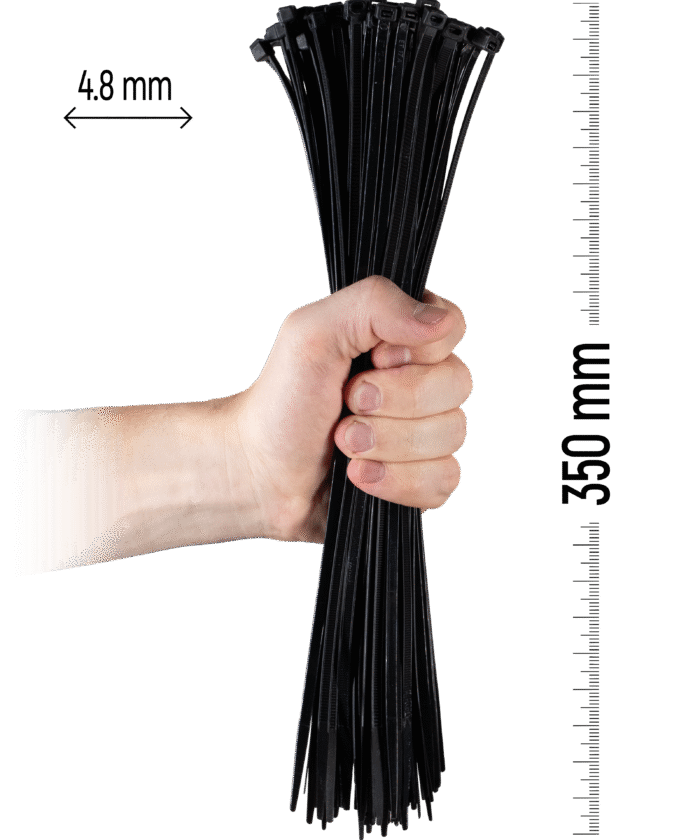 Najlonske kabelske vezice, 100 kosov - 350×4,8 mm Črna